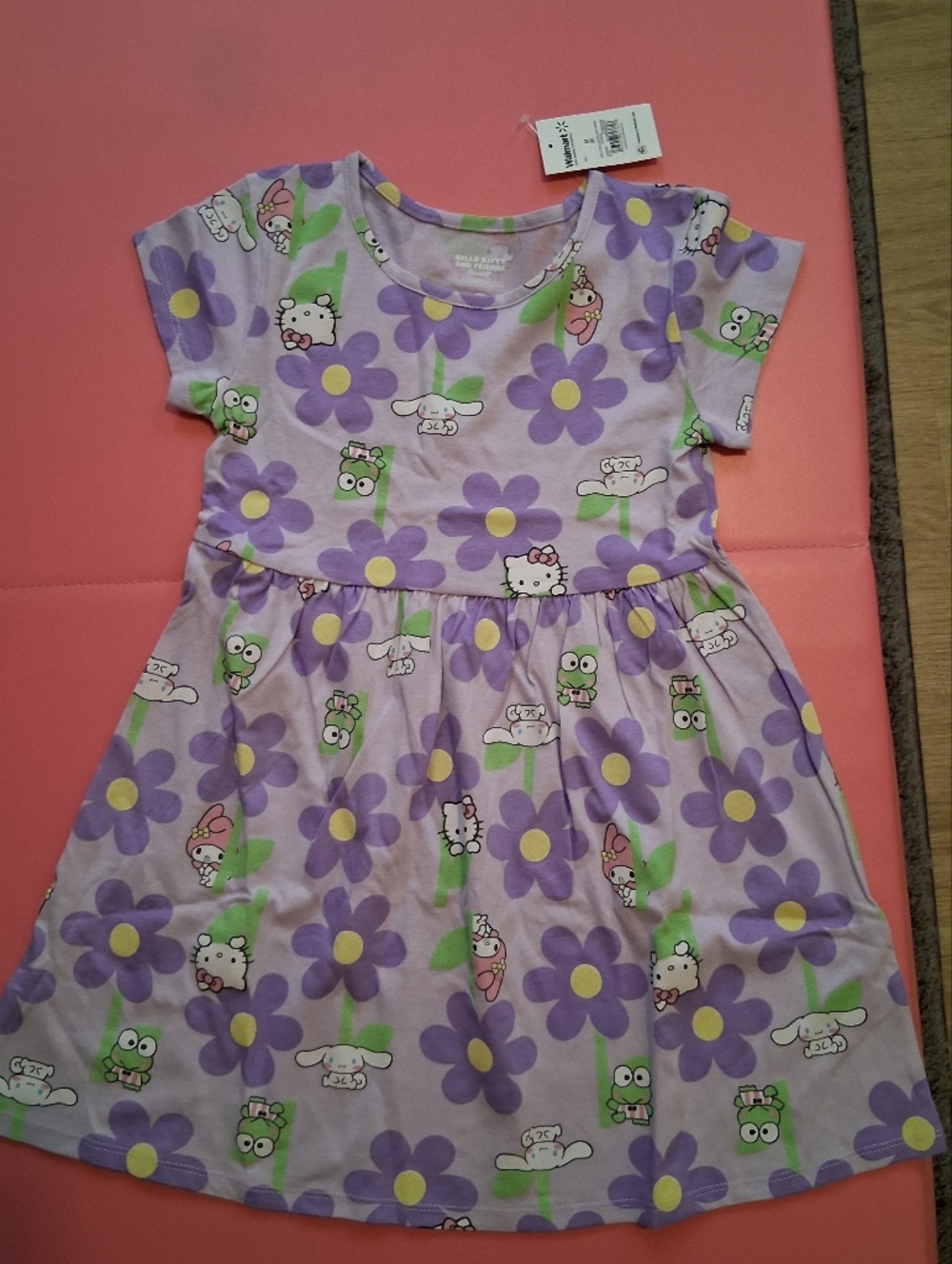 Nwts Sanrio Lavender Hello Kitty & Friends Floral Dress Size 8
